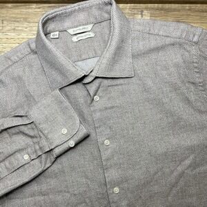 SUITSUPPLY Tessitura Monti Italian Cotton Dress Shirt‎ Taupe Mens 44 - 17.5 EUC